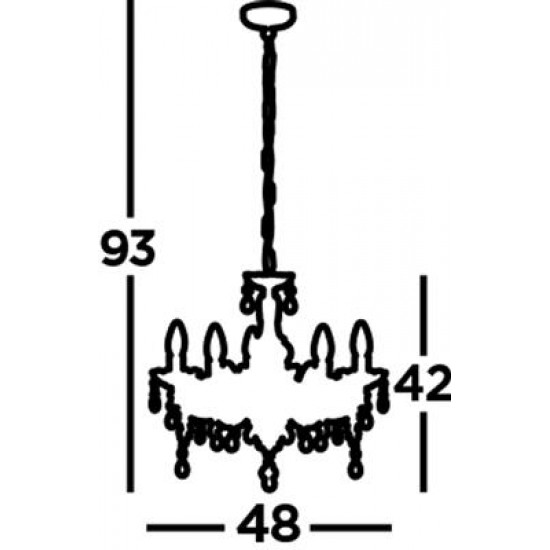 Searchlight chandelier Marie Therese 5xE14x60W, 1455-5BK