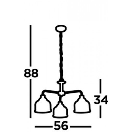 Searchlight Pendant Lamp Bistro 3xE27x60W, 1683-3AB