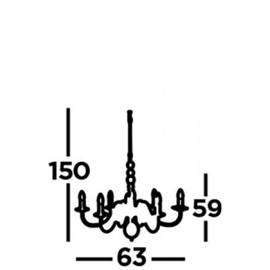 Searchlight Pendant Lamp Greythorne 8xE14x60W, 2268-8GY