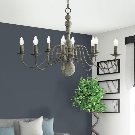 Searchlight Pendant Lamp Greythorne 8xE14x60W, 2268-8GY