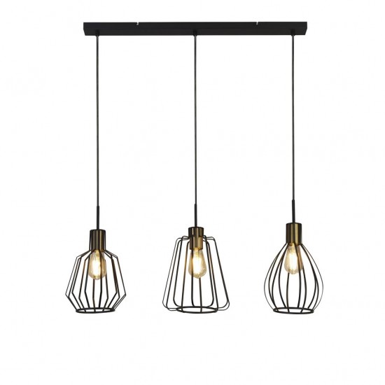 Searchlight Pendant Lamp Melbourne 3xE27x60W, 24053-3BK