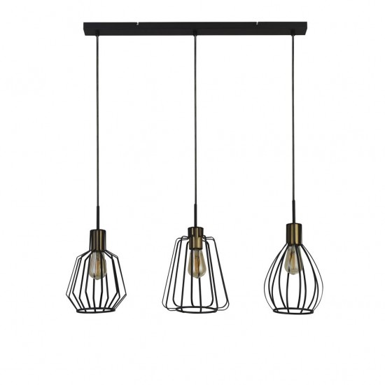 Searchlight Pendant Lamp Melbourne 3xE27x60W, 24053-3BK