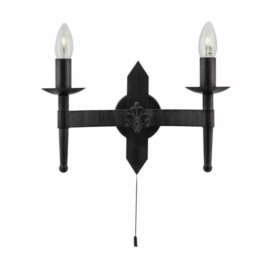 Searchlight sienas gaismeklis Cartwheel 2xE14x60W 2422-2BK Searchlight sienas gaismeklis Cartwheel 2xE14x60W 2422-2BK