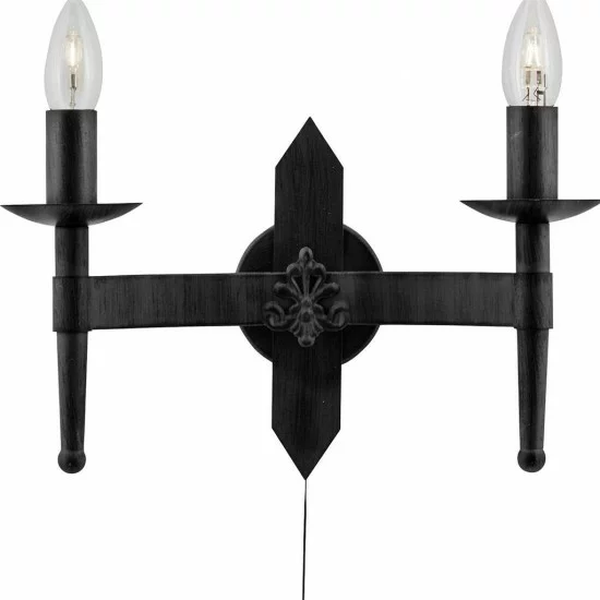 Searchlight sienas gaismeklis Cartwheel 2xE14x60W 2422-2BK Searchlight sienas gaismeklis Cartwheel 2xE14x60W 2422-2BK