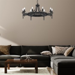 Searchlight Pendant Lamp Cartwheel 8xE14x60W, 2428-8BK