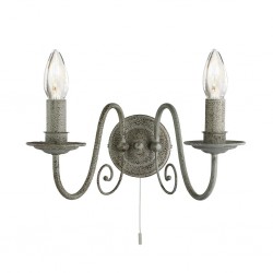 Searchlight wall light Greythorne 2x60WxE14 3362-2GY