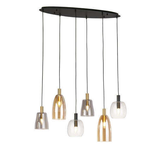 Searchlight pendant lamp Divine, 6x60WxE14, 36463-6BK