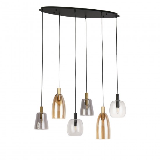 Searchlight pendant lamp Divine, 6x60WxE14, 36463-6BK