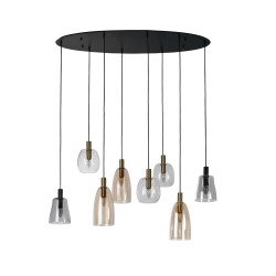 Searchlight pendant lamp Divine, 8x60WxE14, 36463-8BK