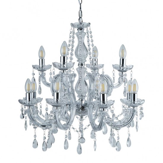 Searchlight chandelier Marie Therese, 12x60WxE14, 399-12