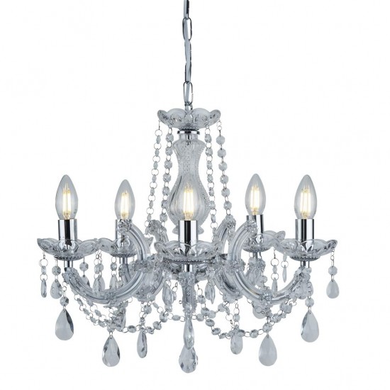 Searchlight chandelier Marie Therese 5xE14x60W, 1455-5BK