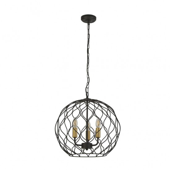 Searchlight pendant lamp Finesse, 3x60WxE14, 4513-3BK