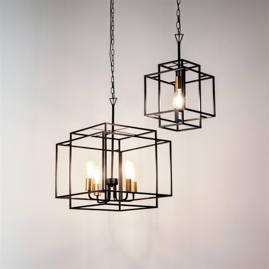 Searchlight pendant lamp Crate, 4x60WxE27, 4634BK