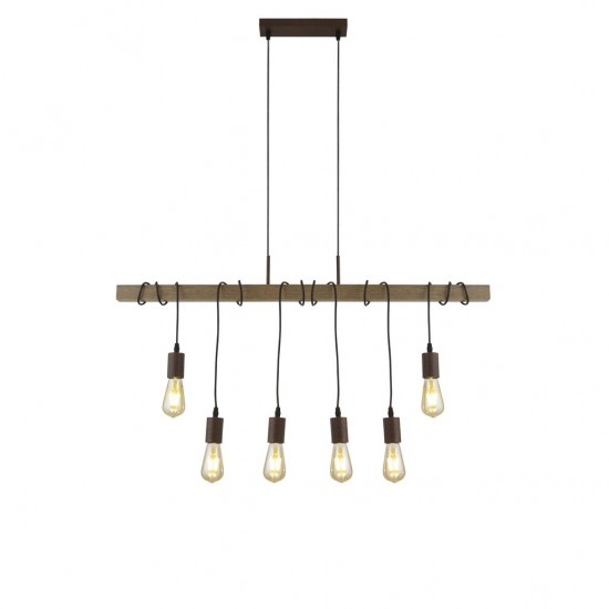 Searchlight Pendant Lamp Barn 6xE27x60W, 4876-6BR