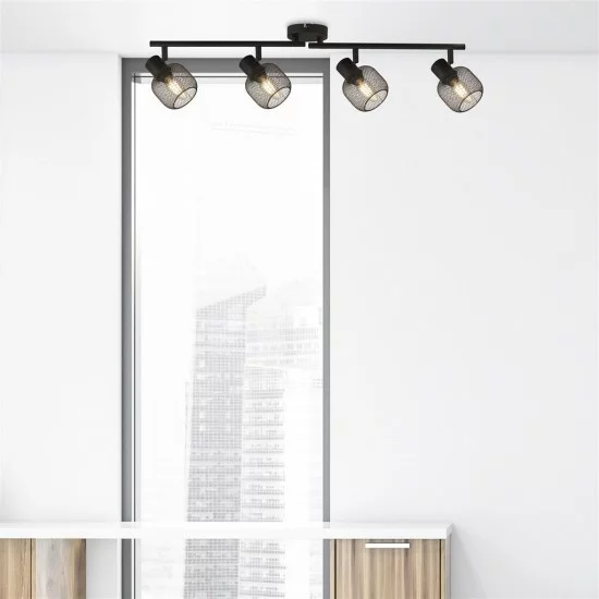 Searchlight griestu gaismeklis Meshy 81201-4BK Searchlight griestu gaismeklis Meshy 81201-4BK