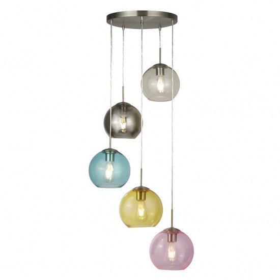 Searchlight Pendant Lamp Mardi Gras 5xE27x60W, 8135-5SS