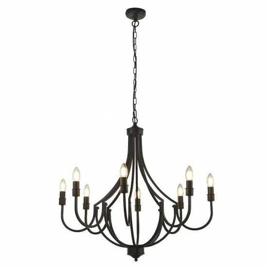 Searchlight Pendant Lamp Lodge 8xE14x60W, 82918-8BK
