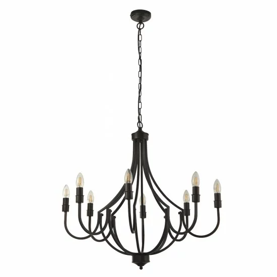 Searchlight Pendant Lamp Lodge 8xE14x60W, 82918-8BK