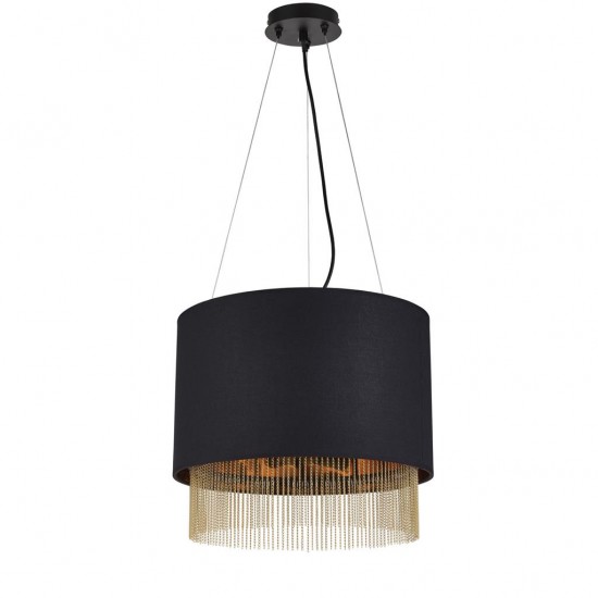 Searchlight pendant lamp Fringe, 3x60WxE27, 8723-3BK