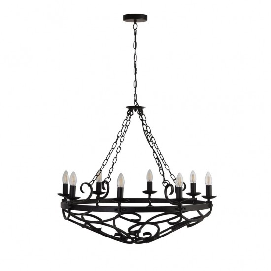 Searchlight Pendant Lamp Cartwheel 8xE14x60W, 8908-8BK