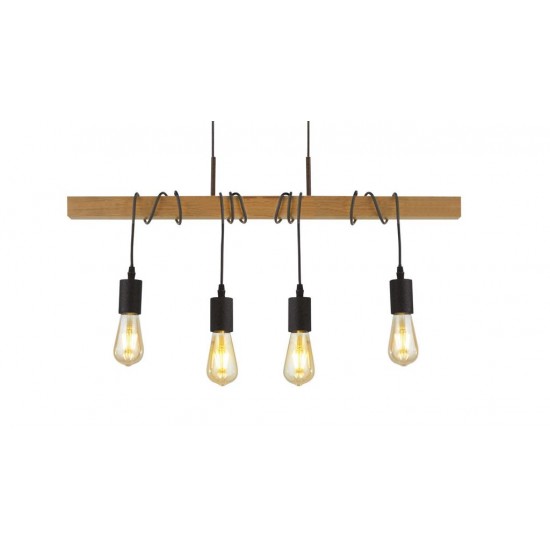 Searchlight Pendant Lamp Woody 4xE27x60W, 95041-4BR