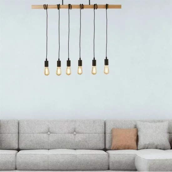 Searchlight Pendant Lamp Woody 6xE27x60W, 95041-6BR Searchlight Pendant Lamp Woody 6xE27x60W, 95041-6BR