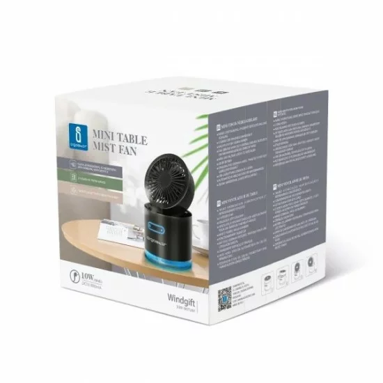 Portatīvais bezvadu ventilators, gaisa dzesētājs ar LED apgaismojumu un USB portu 10W/5V, Windgift, melns Portatīvais bezvadu ventilators, gaisa dzesētājs ar LED apgaismojumu un USB portu 10W/5V, Windgift, melns