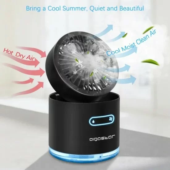 Portatīvais bezvadu ventilators, gaisa dzesētājs ar LED apgaismojumu un USB portu 10W/5V, Windgift, melns Portatīvais bezvadu ventilators, gaisa dzesētājs ar LED apgaismojumu un USB portu 10W/5V, Windgift, melns
