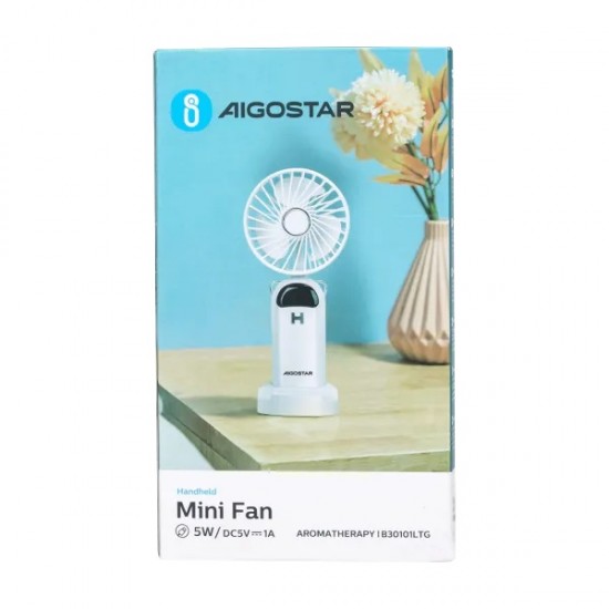 Handheld fan with LED display, aromatherapy tablets and USB port 5W/5V, 330378