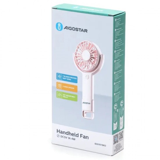 Handheld fan with USB port 4W/5V, pink 409722