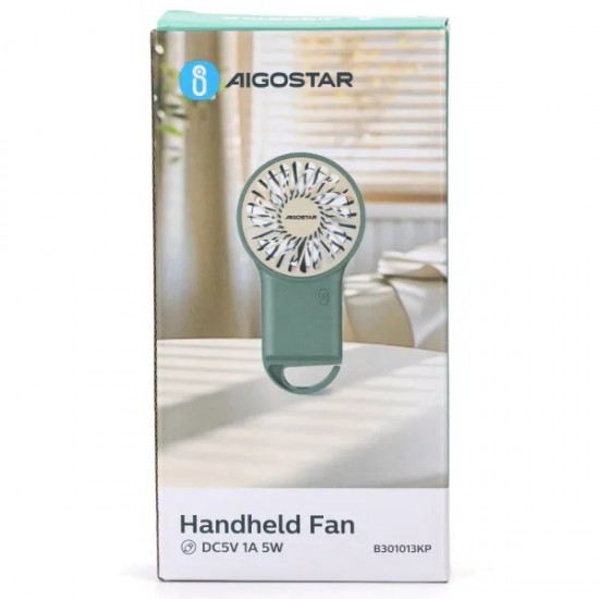 Handheld fan with USB port 5W/5V, green 409739