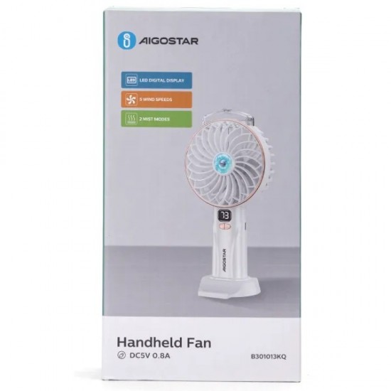 Handheld fan with LED display and USB port 5W/5V, 409746