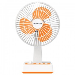 Portable desk fan with USB port, retro design, without battery, 3.5W/5V, white-orange 409784 