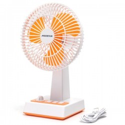 Portable desk fan with USB port, retro design, without battery, 3.5W/5V, white-orange 409784 