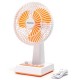 Portable desk fan with USB port, retro design, without battery, 3.5W/5V, white-orange 409784