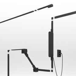 AIR adjustable 90 degree corner connector wall-to-ceiling with a movable element, black