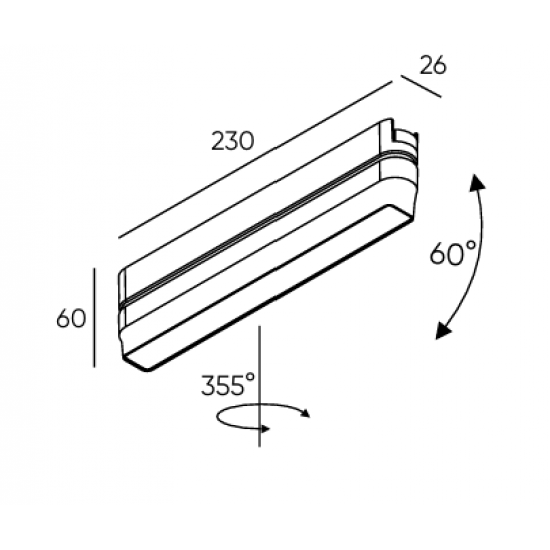 Magnetic track AIR LED rotatable luminaire LINEAR 9W, 400lm, 3000K, white Magnetic track AIR LED rotatable luminaire LINEAR 9W, 400lm, 3000K, white