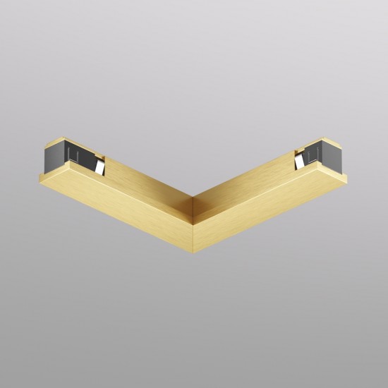 L-shaped electrical connector for the SHINE track, satin brass