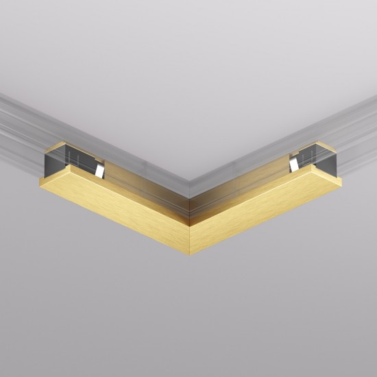 L-shaped electrical connector for the SHINE track, satin brass