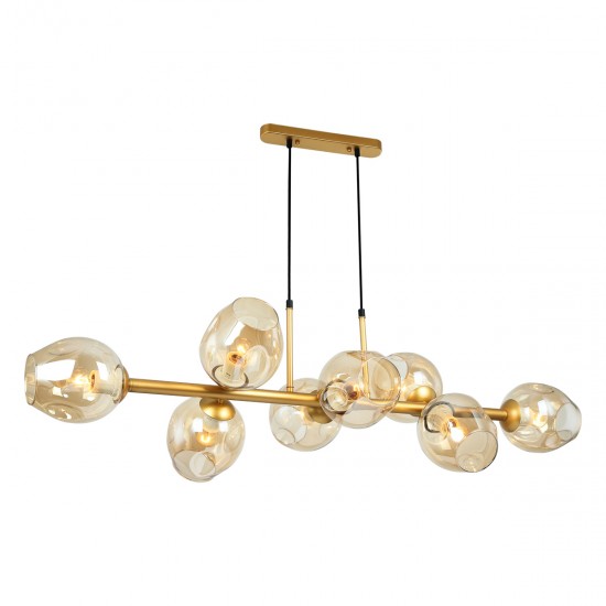 Italux pendant lamp 8xE27x40W, amber, Borgo PND-30843-8 GD+AMB Italux pendant lamp 8xE27x40W, amber, Borgo PND-30843-8 GD+AMB