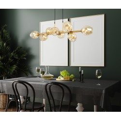 Italux pendant lamp 8xE27x40W, amber, Borgo PND-30843-8 GD+AMB