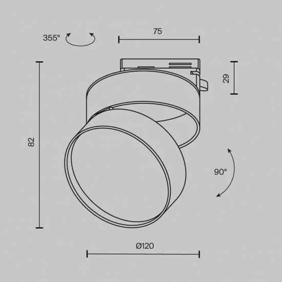 Maytoni light for 1-phase traks, LED 18W, 3000K, TR007-1-18W3K-B Maytoni light for 1-phase traks, LED 18W, 3000K, TR007-1-18W3K-B