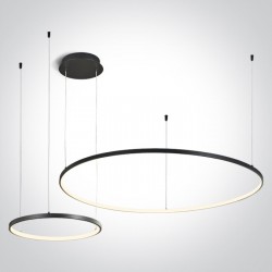 ONE LIGHT pendant light, round with 2 rings 65W, LED, dimmable, black 63150A/B/W