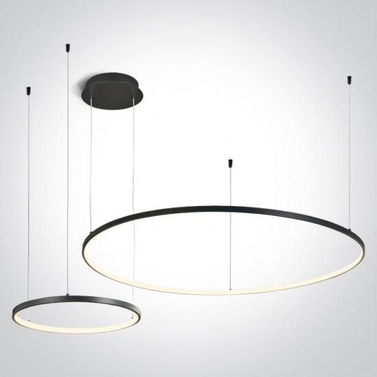 ONE LIGHT pendant light, round with 2 rings 65W, LED, dimmable, black 63150A/B/W