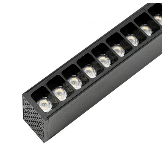 BEMKO linear LED luminaire LORIEN 30W, 4000K, black, 3300lm, UGR19 52° with suspensions 1m