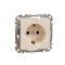Socket 1-gang flush-mounted with side earth, screw terminals and shutters, beige SEDNA Design