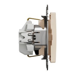 Socket 1-gang flush-mounted with side earth, screw terminals and shutters, beige SEDNA Design