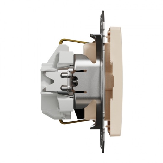 Socket 1-gang flush-mounted with side earth, screw terminals and shutters, beige SEDNA Design
