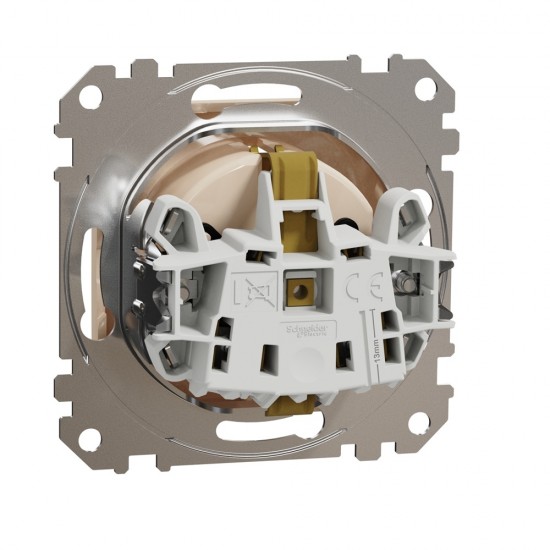 Socket 1-gang flush-mounted with side earth, screw terminals and shutters, beige SEDNA Design
