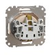 Socket 1-gang flush-mounted with side earth, screw terminals and shutters, beige SEDNA Design